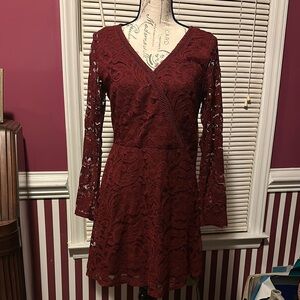 Elegant Lace Burgundy Dress